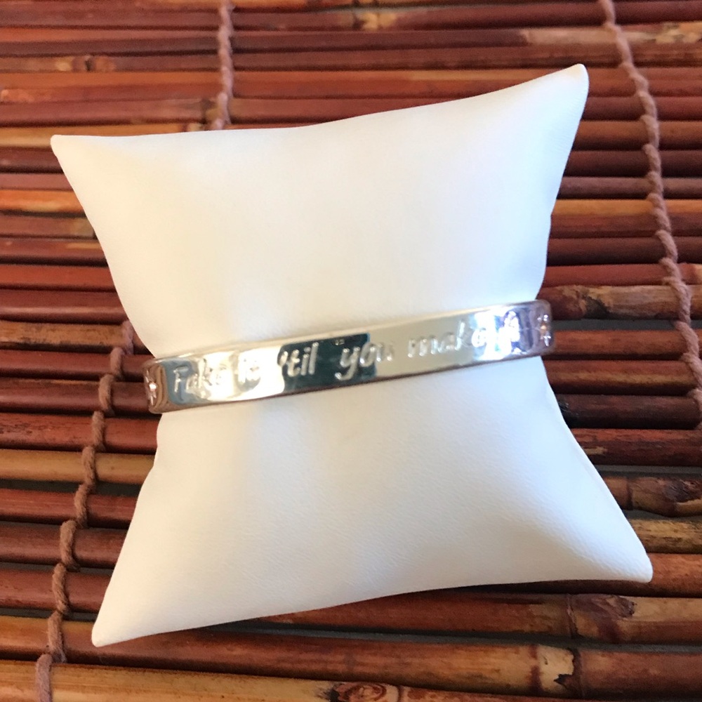 Mary Kay Silver Tone Cuff Bangle Bracelet Inscribed